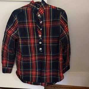 Women’s J Crew Tartan Plaid Button Up Shirt Top Blouse Size 0